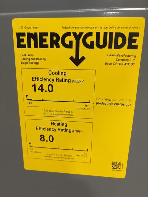 4 Ton Single-Stage Horizontal Packaged Heat Pump Unit, 14 SEER, 208-230/60/1, R410A
