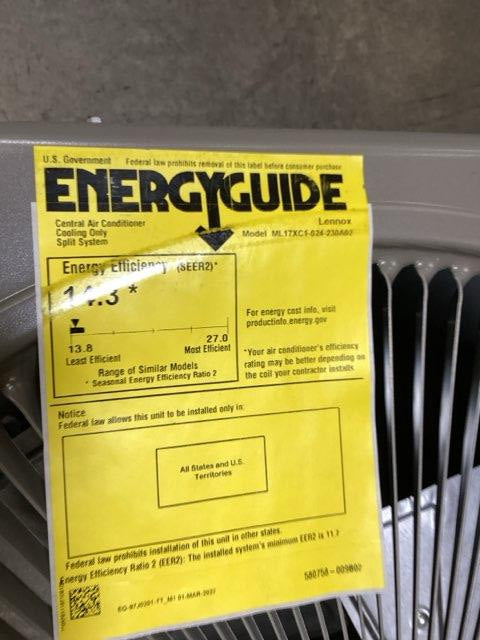 2 Ton Single-Stage Split-System Air Conditioner 208-230/60/1 R410A 17 SEER2