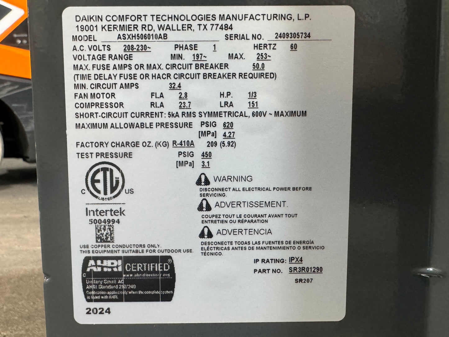 5 Ton Two-Stage Split-System Air Conditioner 208-230/60/1 R410A 13.8 SEER2