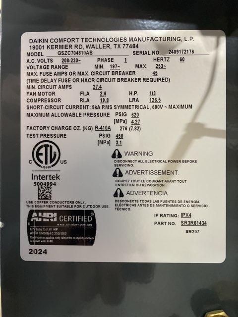 4 Ton Two-Stage Split-System Communicating Compatible Heat Pump 208-230/60/1 R410A 17.2 SEER2