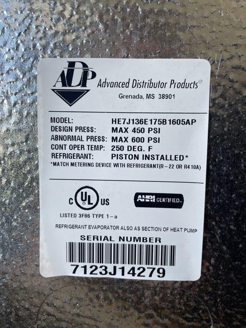 3 Ton AC/HP Upflow Cased A Coil, R-410A CFM 1200