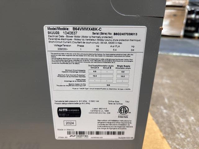 4 Ton AC/HP ECM Multiposition Air Handler 208-230/60/1 R-410A CFM 2000