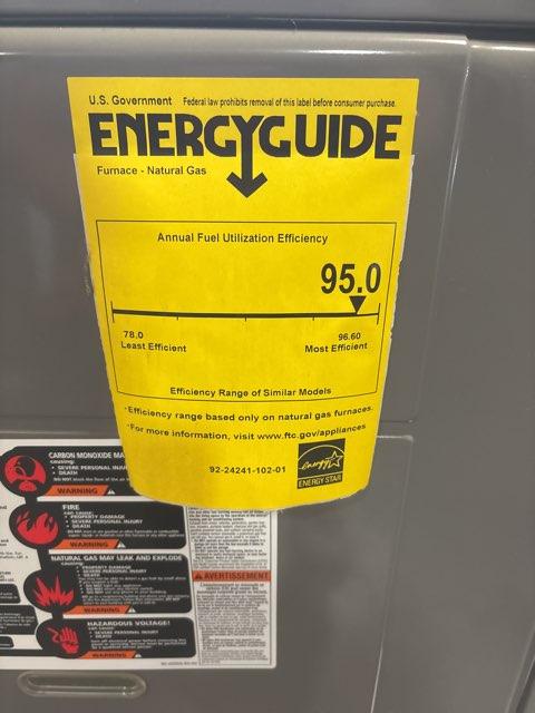 105,000 BTU Two-Stage Downflow/Horizontal ECM Variable Speed Gas Furnace 95% AFUE 115/60/1 CFM: 2000