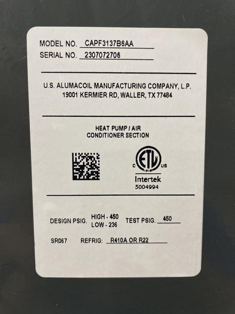 3 Ton AC/HP Upflow/Downflow Cased A Coil, R22/R410A CFM 2100