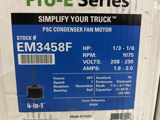 1/3-1/6 HP Fan Motor 208-230/60/1 1075 Rpm 1 Speed