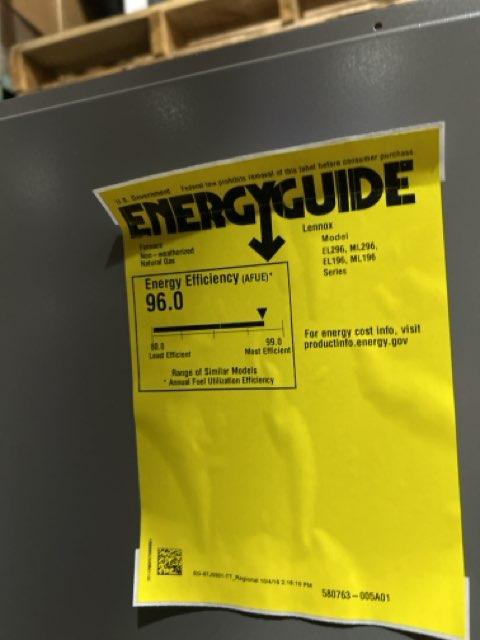110,000 BTU Low NOx 2-Stg Downflow ECM Var Spd Comm Compatible Gas Furnace 96% 120/60/1 CFM: 2180