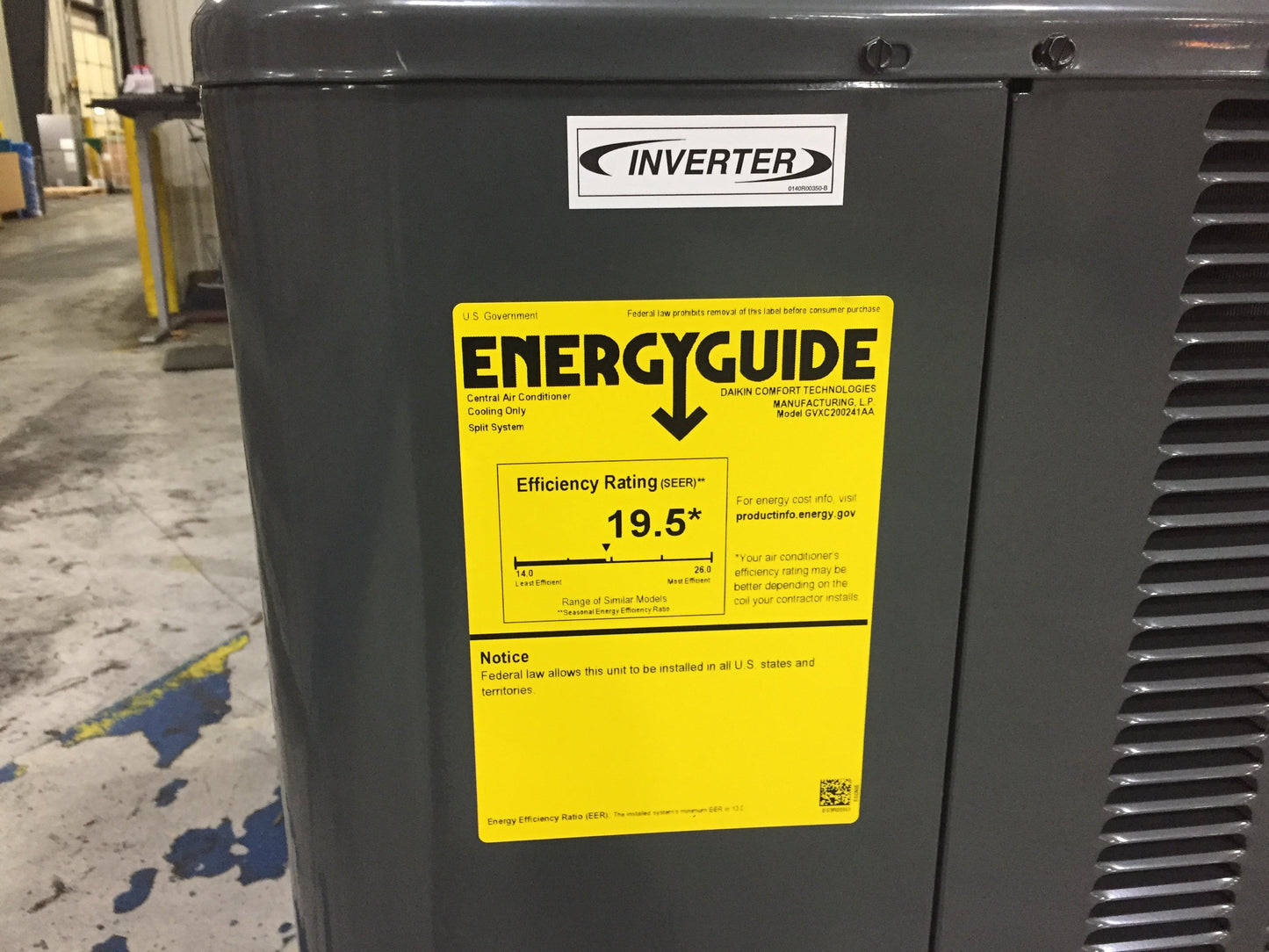 2 Ton SS Inverter Communicating Air Conditioner R-410A 20 SEER and 36" x 36" x 2" Gray Equipment Pad