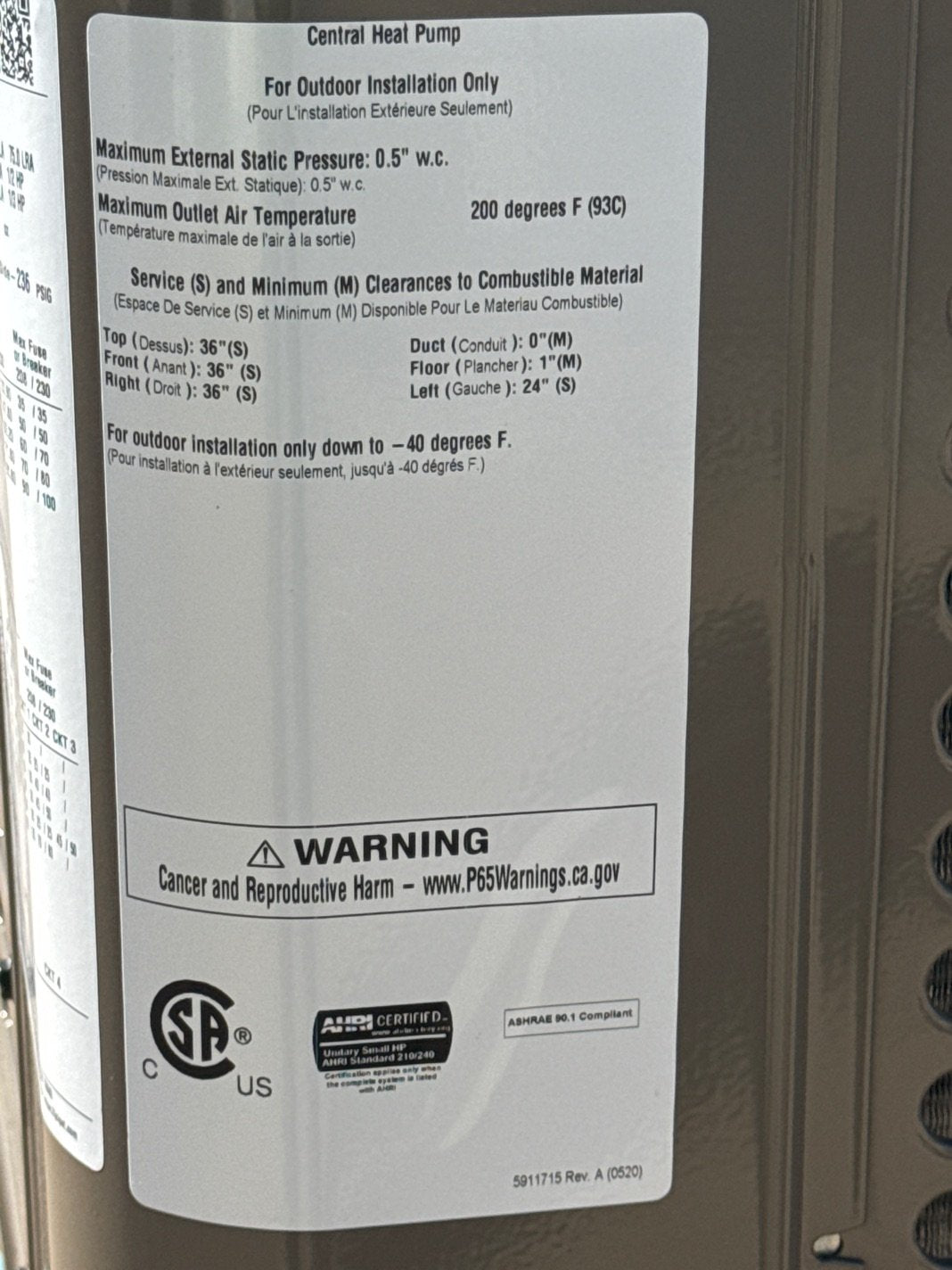 3 Ton Single-Stage Convertible Packaged Heat Pump Unit, 14 SEER, 208-230/60/1, R410A