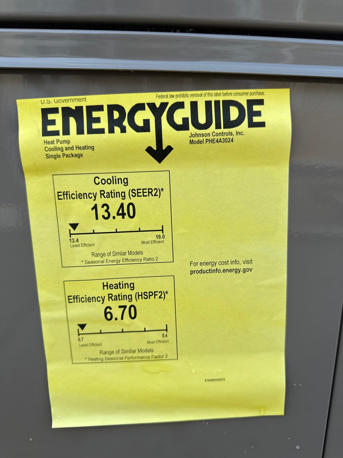 2.5 Ton Single-Stage Convertible Packaged Heat Pump Unit, 14 SEER, 208-230/60/1, R410A