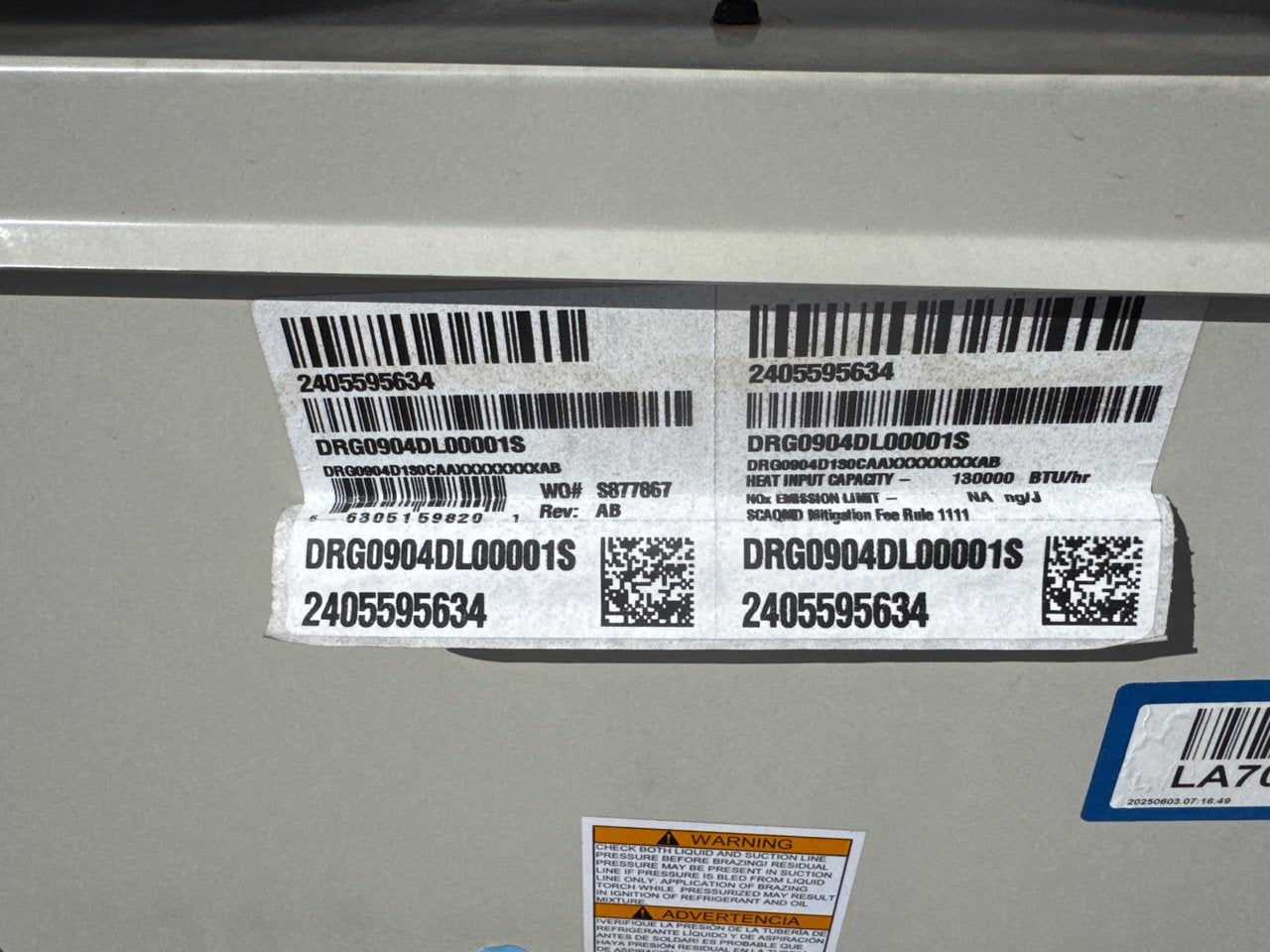 7.5 Ton Two-Stage Convertible Natural Gas/Electric Packaged Unit, 12.2 EER, 460/60/3, R410A