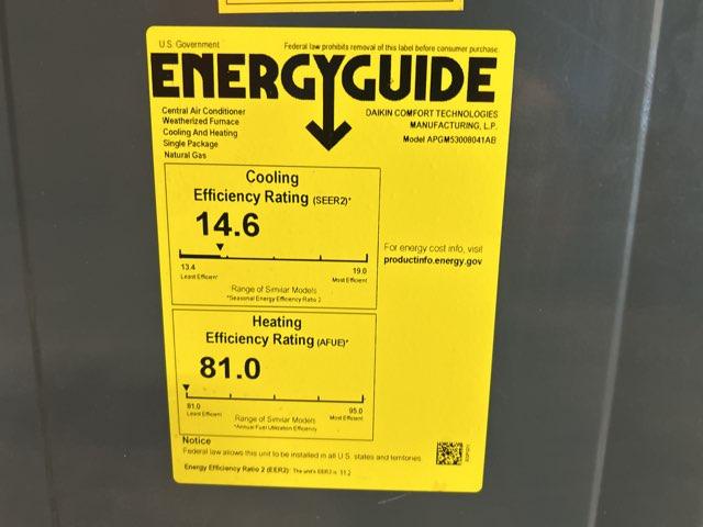 2.5 Ton Low NOx Two-Stage Convertible Natural G/E Packaged Unit, 14.6 SEER2, 208-230/60/1, R410A