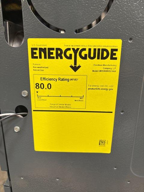 80,000 BTU Single-Stage Upflow/Horizontal ECM Multi Speed Gas Furnace 80% AFUE 115/60/1 CFM: 2000
