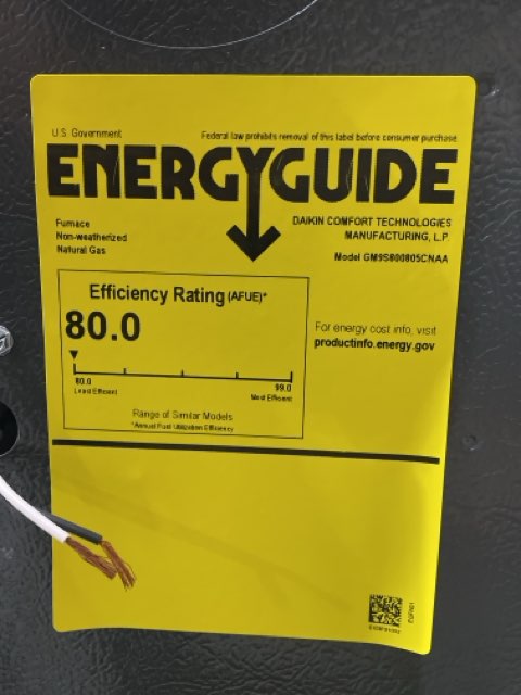 80,000 BTU Up/Horz Gas Furnace 80%, 3.5 Ton AC 13.4 SEER2, 2.5-4 Ton Multi Coil with 24V Thermostat