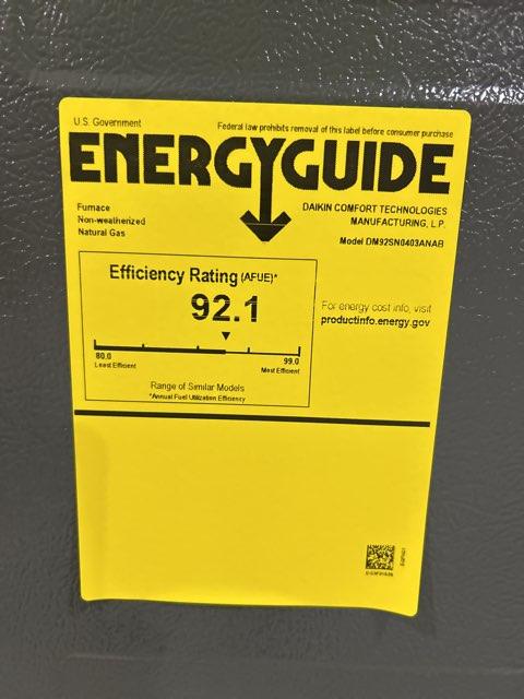 40,000 BTU Single-Stage Upflow/Horizontal ECM Multi Speed Gas Furnace 92% AFUE 115/60/1 CFM: 1200