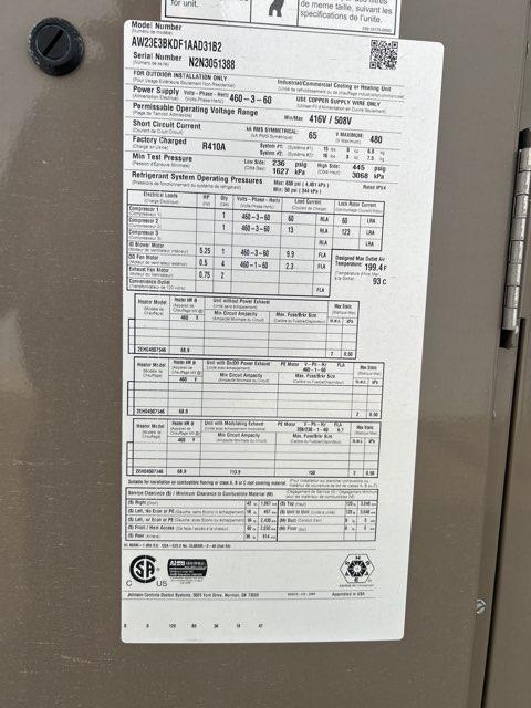 23 Ton Two-Stage Downflow Packaged Air Conditioning Unit, 11.3 EER, 460/60/3, R410A