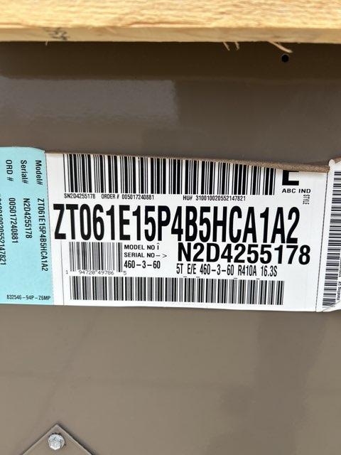 5 Ton 2-Stg Convertible Packaged Air Conditioning Unit W/ 15 Kw Heat, 16.3 SEER, 460/60/3, R410A