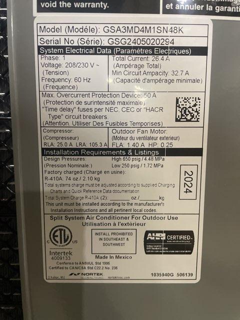4 Ton Single-Stage Split-System Manufactured Housing Air Conditioner 208-230/60/1 R410A 13.4 SEER2