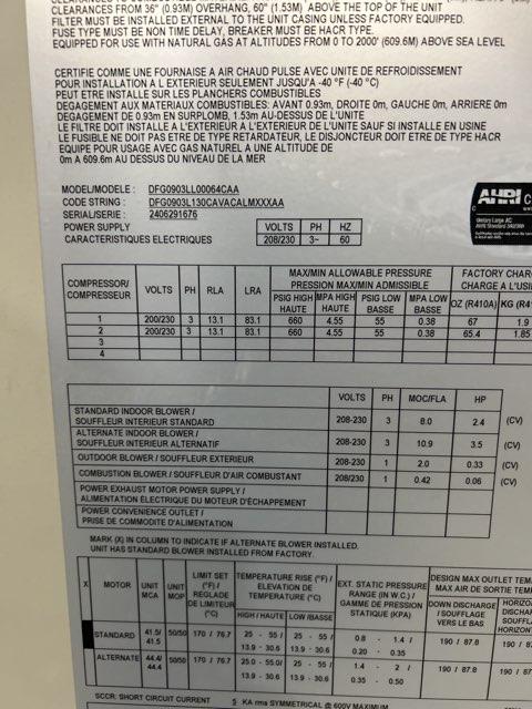 7.5 Ton Two-Stage Convertible Natural Gas/Electric Packaged Unit, 11.2 EER, 208-230/60/3, R410A