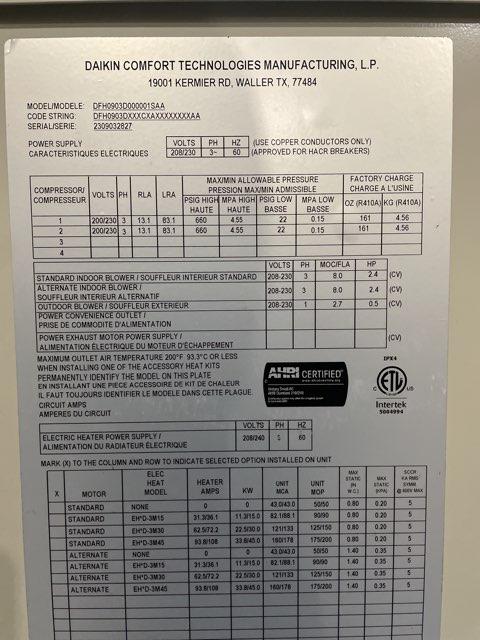 7.5 Ton Two-Stage Convertible Packaged Heat Pump Unit, 11 EER, 208-230/60/3, R410A