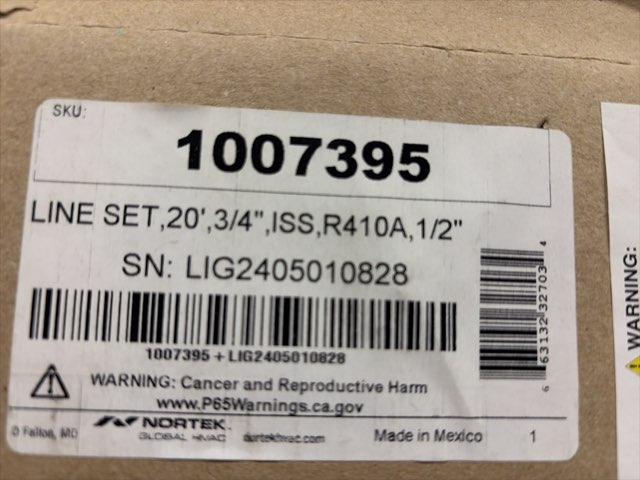 3/8" x 3/4" x 1/2" x 20' Quick Connect Pre-Charged R-410A Line Set