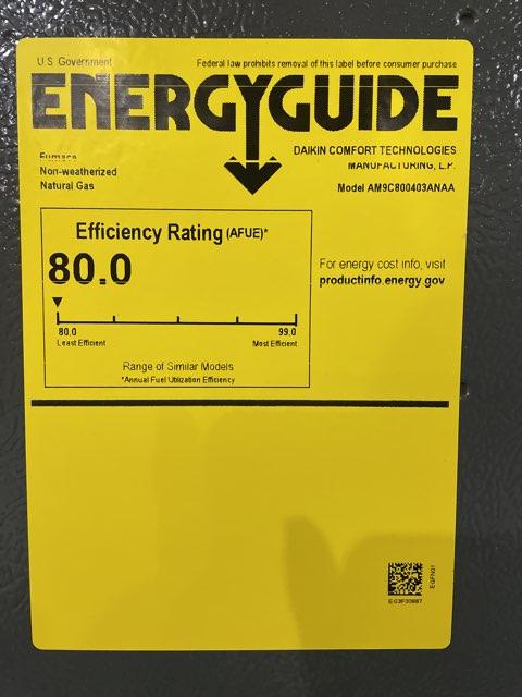 40,000 BTU Two-Stage Upflow/Horizontal ECM Multi Speed Gas Furnace 80% AFUE 115/60/1 CFM: 1200
