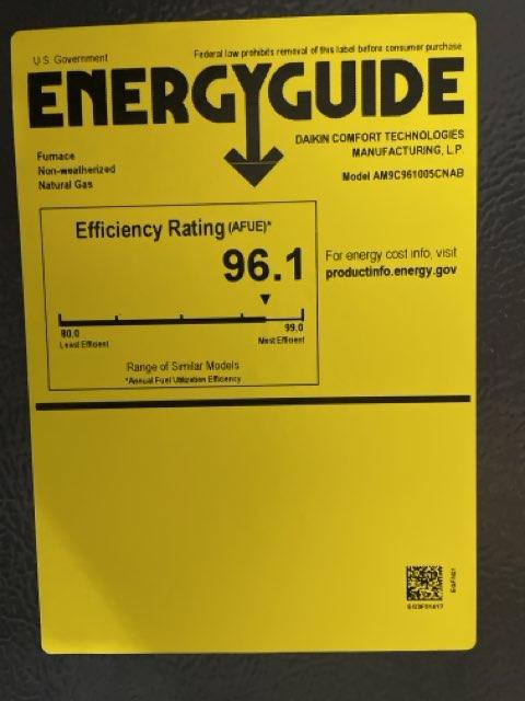 100,000 BTU Two-Stage Upflow/Horizontal ECM Multi Speed Gas Furnace 96% AFUE 115/60/1 CFM: 2000
