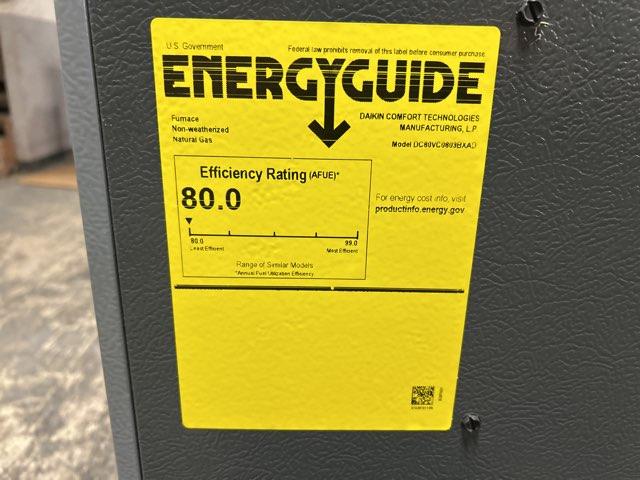 80,000 BTU Low NOx 2-Stg Down/Horz ECM Var Spd Comm Compatible Gas Furnace 80% 115/60/1 CFM: 1200
