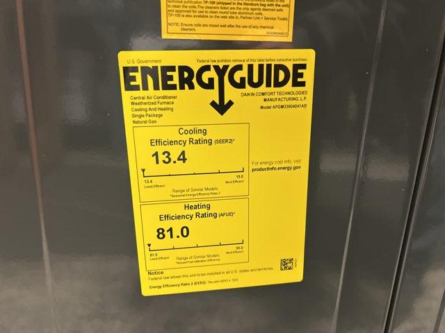2.5 Ton Single-Stage Convertible Natural Gas/Electric Packaged Unit, 13.4 SEER2, 208-230/60/1, R410A