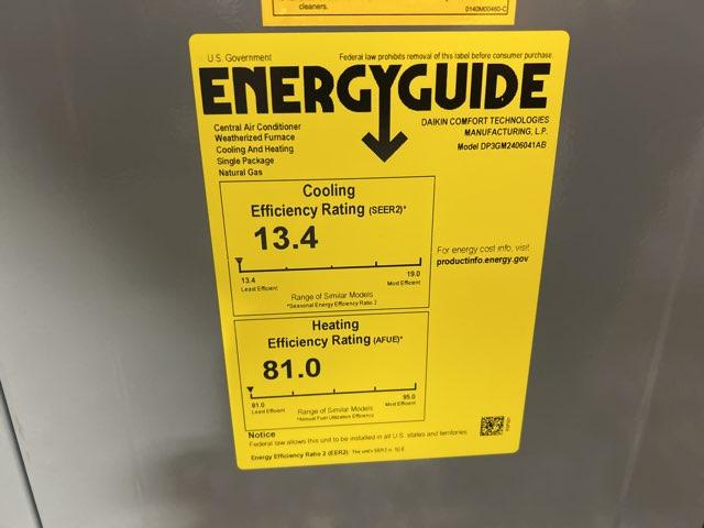 2 Ton Single-Stage Convertible Natural Gas/Electric Packaged Unit, 13.4 SEER2, 208-230/60/1, R410A