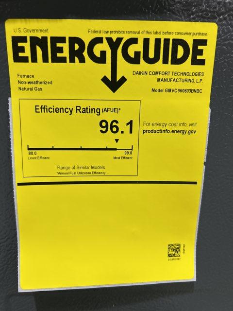 40,000 BTU Low NOx 2-Stg Up/Horz ECM Var Spd Comm Compatible Gas Furnace 96% 115/60/1 CFM: 1200