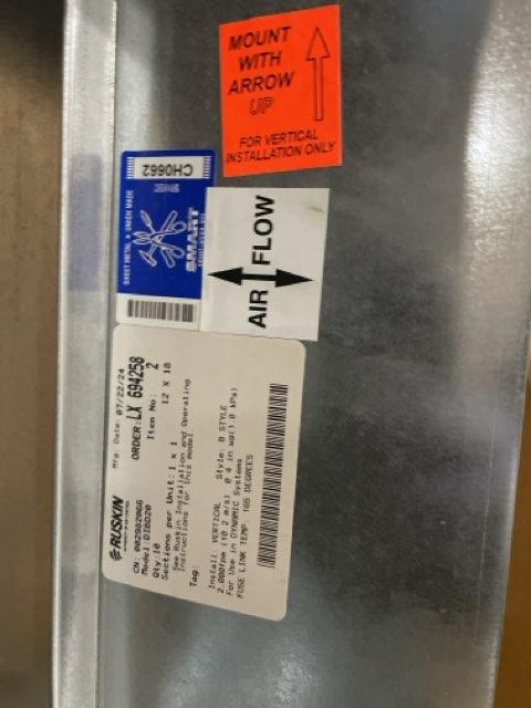 Fusible Link Rectangle Fire Damper 12"X16"