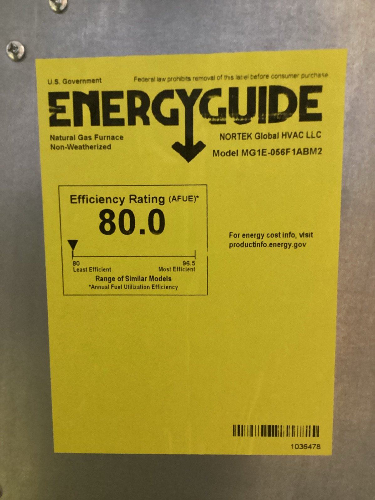 56,000 BTU 1-Stg Downflow ECM Multi Speed Gas Manufactured Housing Furnace 80% 120/60/1 CFM: 928