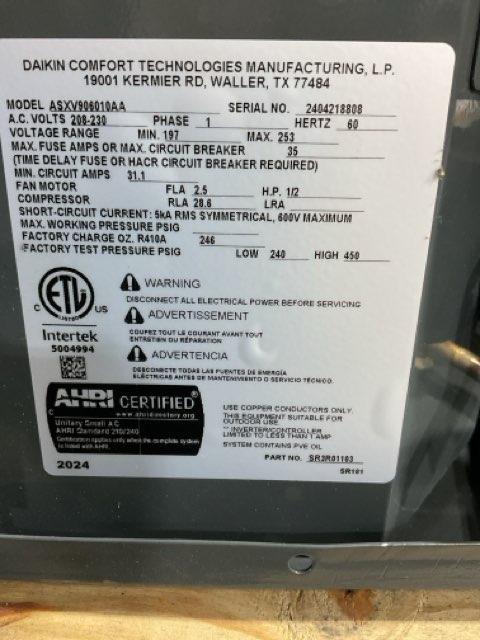 5 Ton Inverter Split-System Communicating Air Conditioner 208-230/60/1 R410A 19.5 SEER2