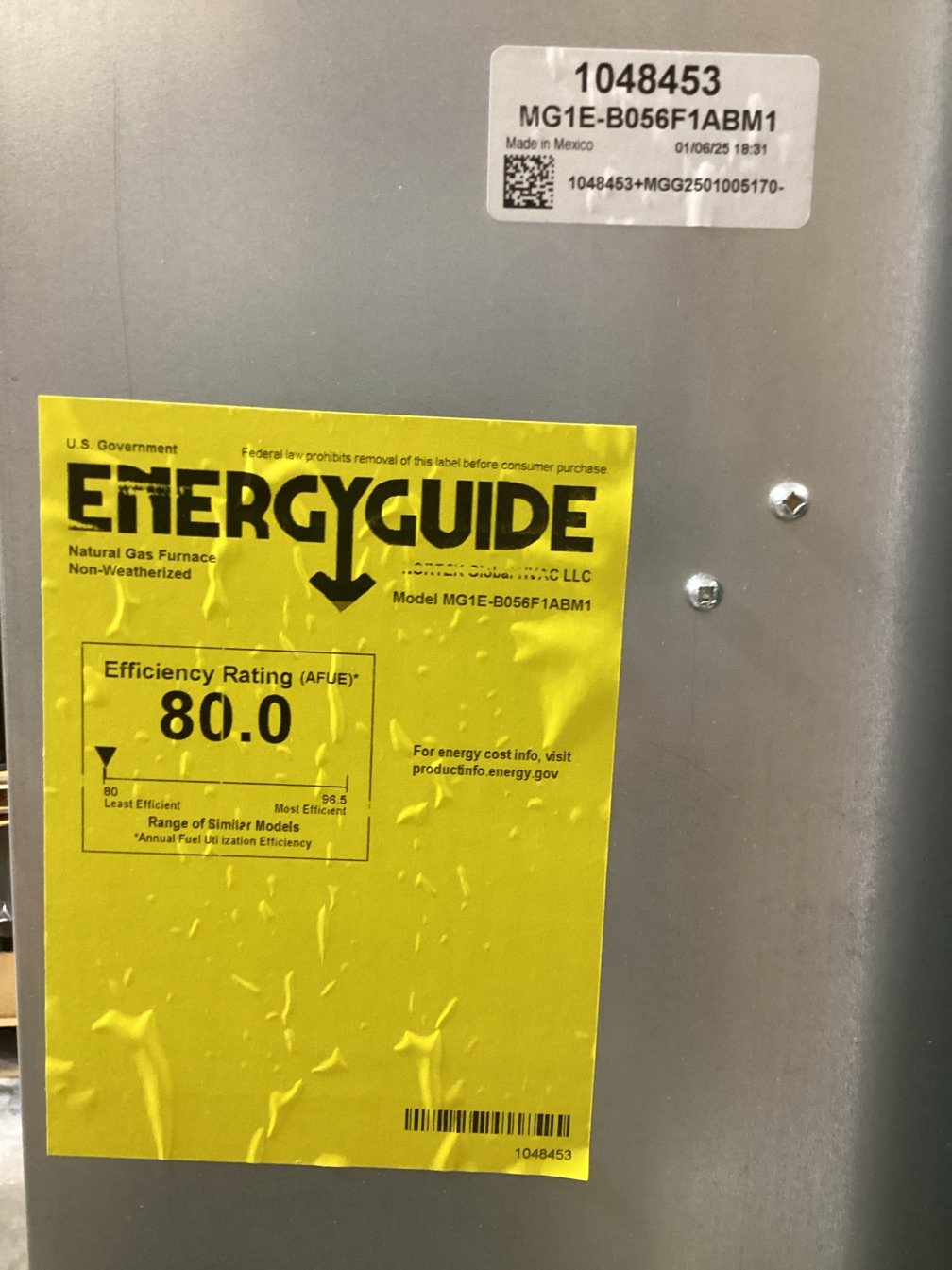 56,000 BTU 1-Stg Downflow ECM Multi Speed Gas Manufactured Housing Furnace 80% 115/60/1 CFM: 1524