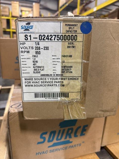 1/4 HP Fan Motor 208-230/50/60/1 850 Rpm 1 Speed