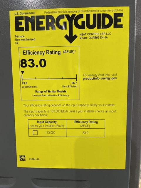 113,500 BTU Single-Stage Upflow PSC Multi Speed Oil Furnace 83% AFUE 120/60/1 CFM: 1760