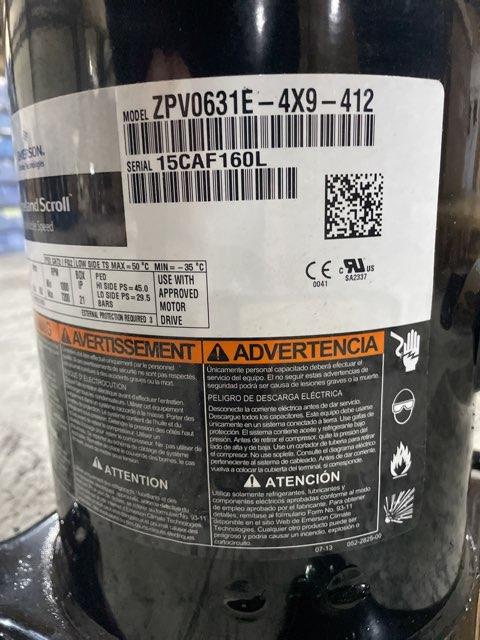 10 Ton Variable Speed AC/HP Scroll Compressor 600/60/3 R410A