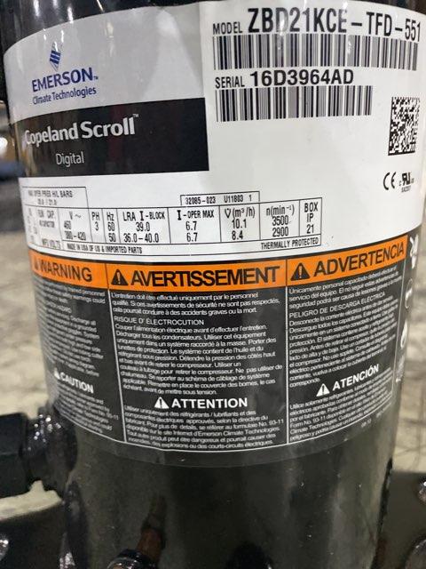 1.5 Ton Modulating Refrigeration Scroll Compressor 380-460/50-60/3 R134A/R404A