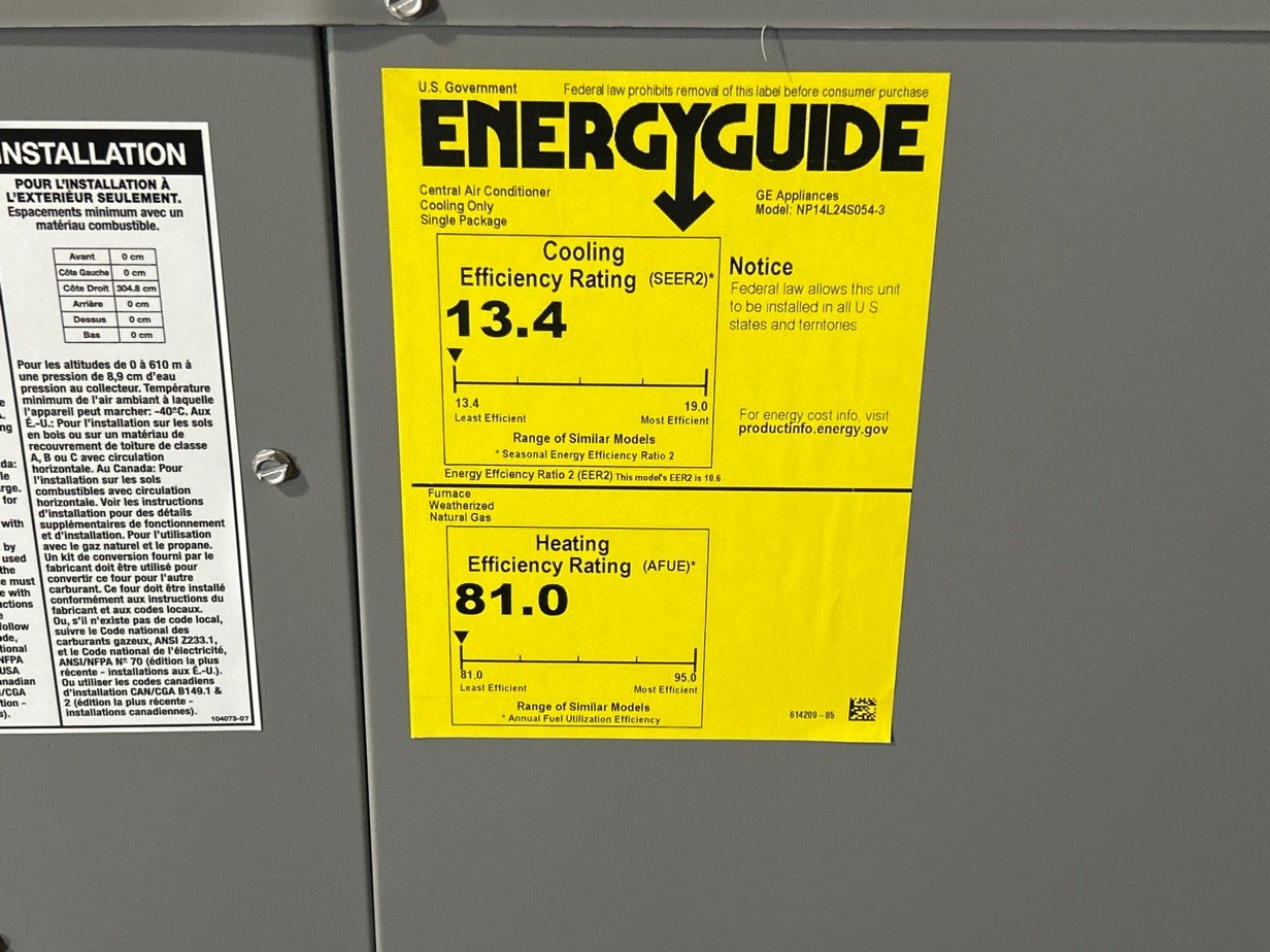 2 Ton Low NOx 1-Stage Convertible Natural Gas/Electric Packaged Unit, 14 SEER, 208-230/60/1, R410A