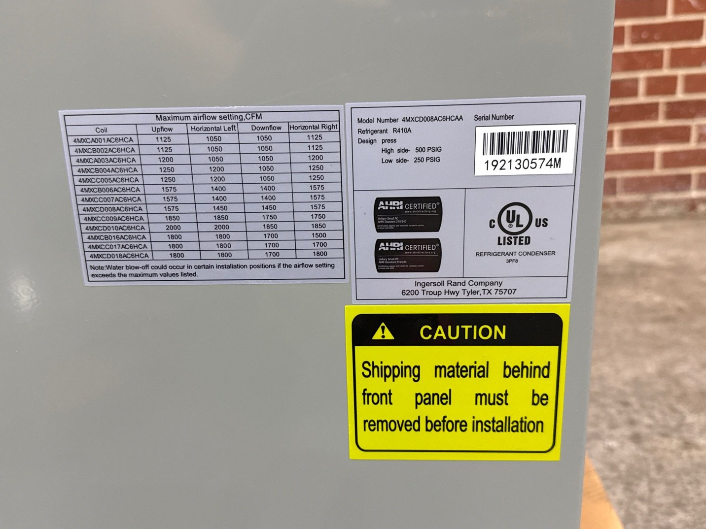 3.5-4 Ton AC/HP Multiposition Cased A Coil, R410A CFM 1758