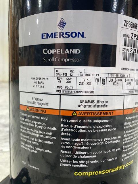 3 Ton Single-Stage AC Scroll Compressor 208-230/60/1 R410A