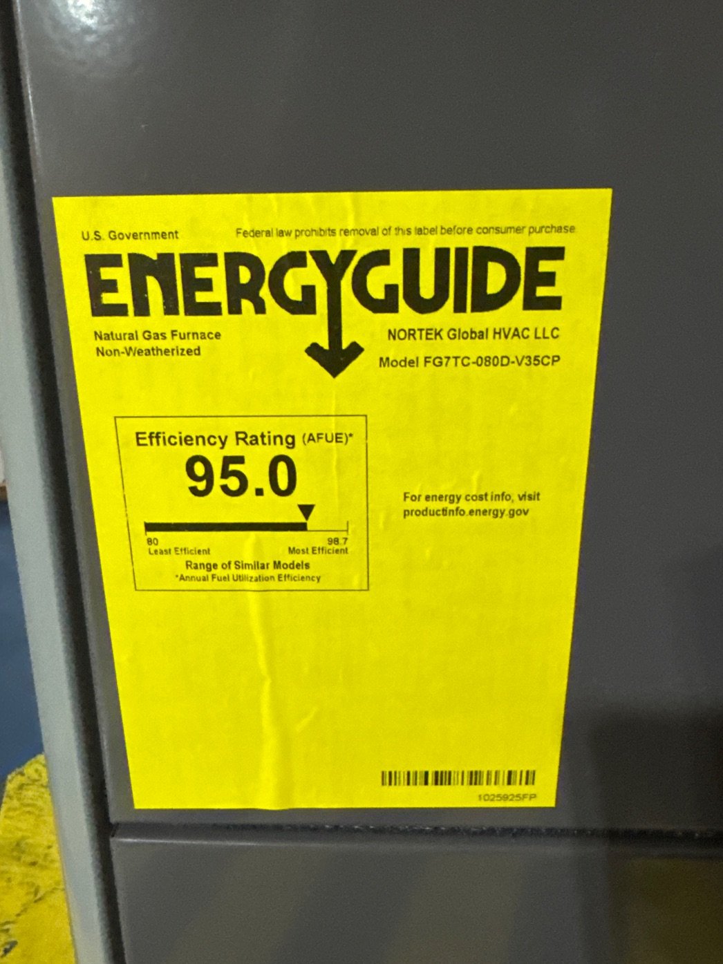 80,000 BTU Two-Stage Upflow/Horizontal ECM Variable Speed Gas Furnace 95% AFUE 115/60/1 CFM: 1690