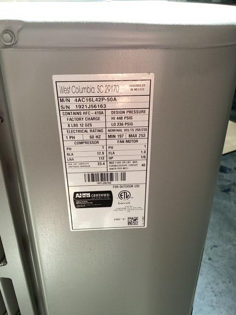 3.5 Ton Single-Stage Split-System Air Conditioner 208-230/60/1 R410A 16 SEER