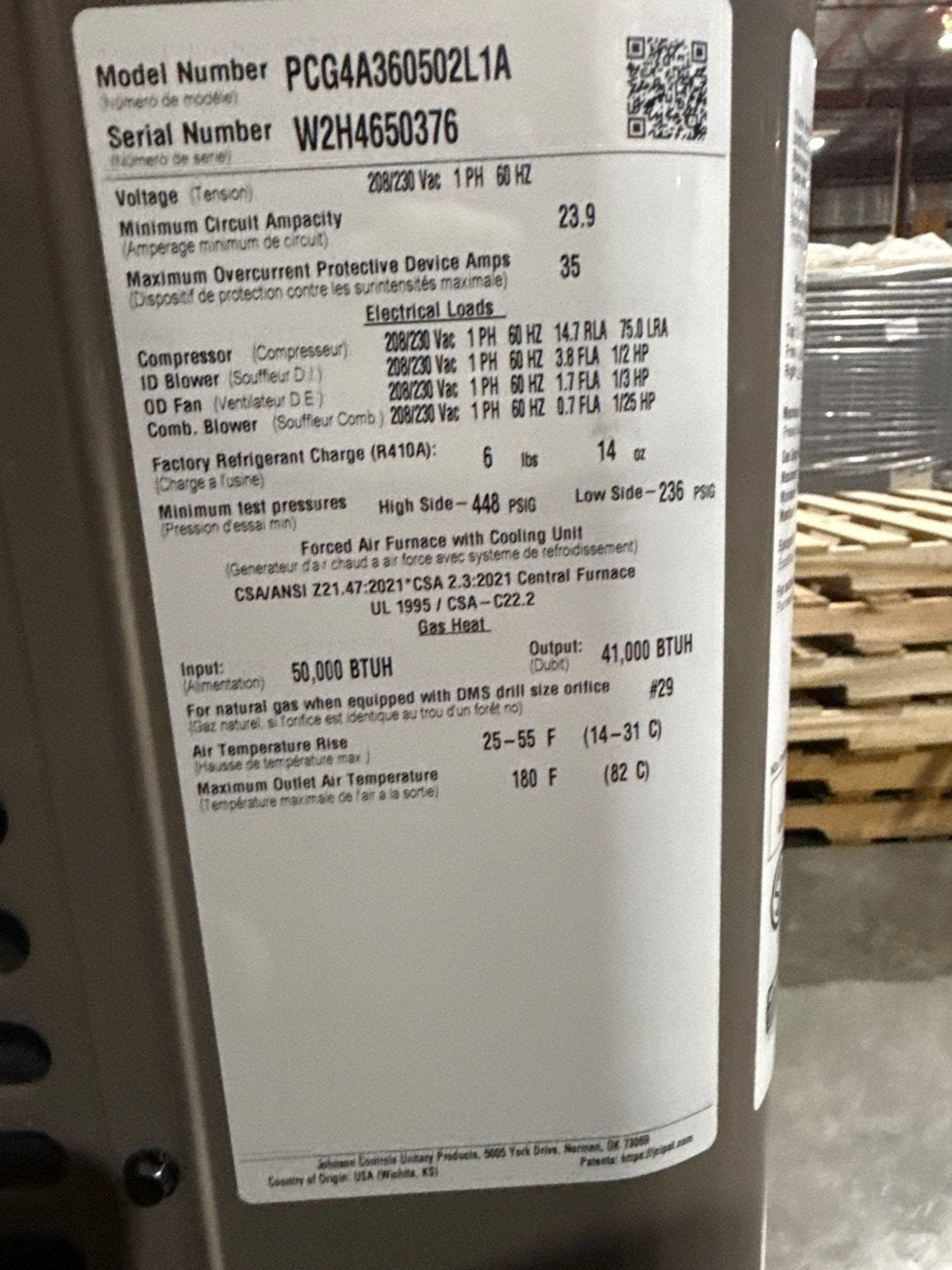 3 Ton Ultra Low NOx Single-Stage Convertible Natural G/E Packaged Unit, 14 SEER, 208-230/60/1, R410A