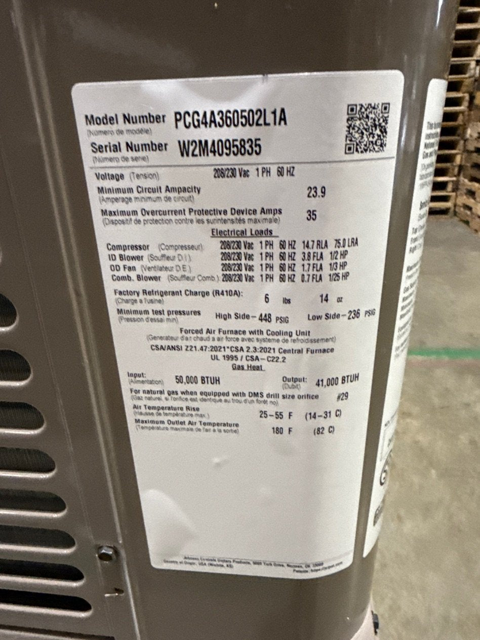 3 Ton Ultra Low NOx Single-Stage Convertible Natural G/E Packaged Unit, 14 SEER, 208-230/60/1, R410A