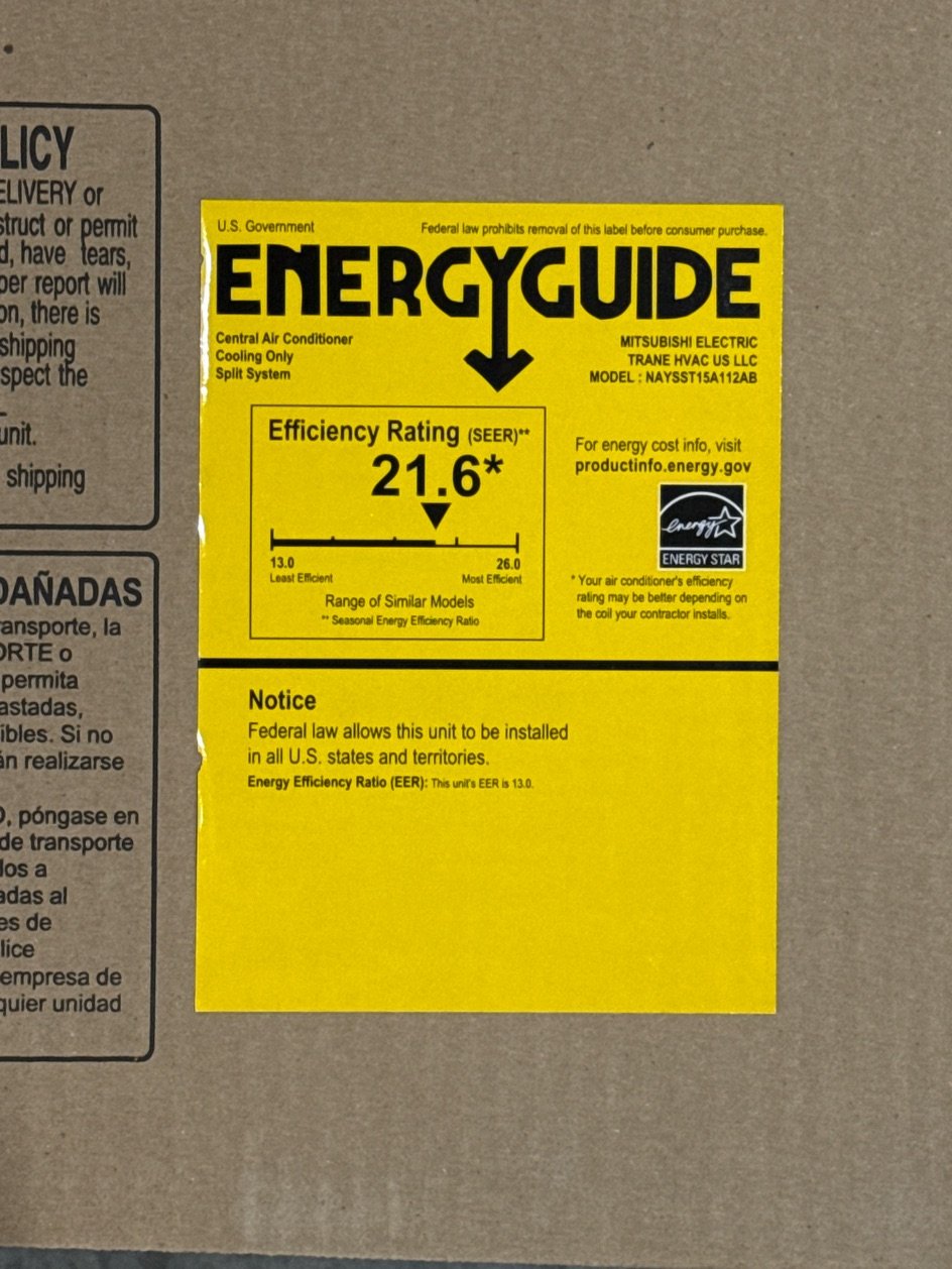 15,000 BTU Single-Zone Outdoor Inverter AC Mini Split Unit, 21.6 SEER 208-230/60/1 R-410A