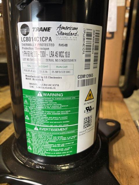 1 Ton AC Scroll Compressor 208/230/60/1 R454B
