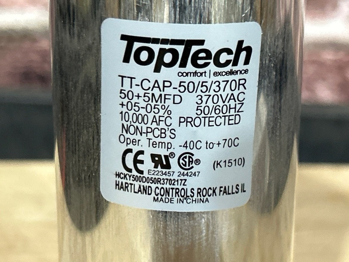 370 Vac, 50+5MFD 50/60 Hz, Round Capacitor