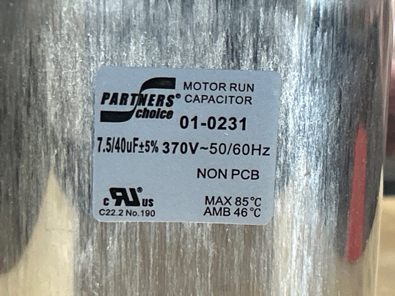 370 Vac, 40+7.5MFD 50/60 Hz, Oval Capacitor