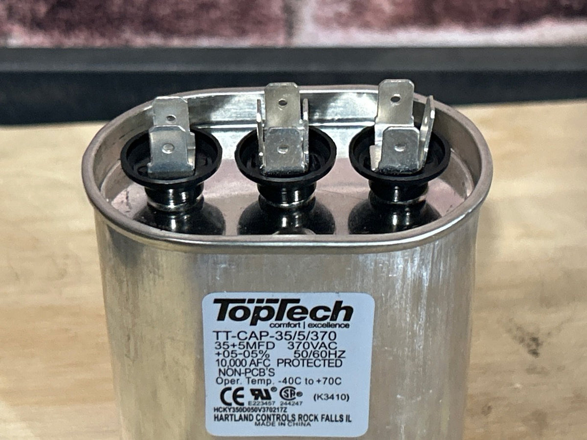 370 Vac, 35+5MFD 50/60 Hz, Oval Capacitor